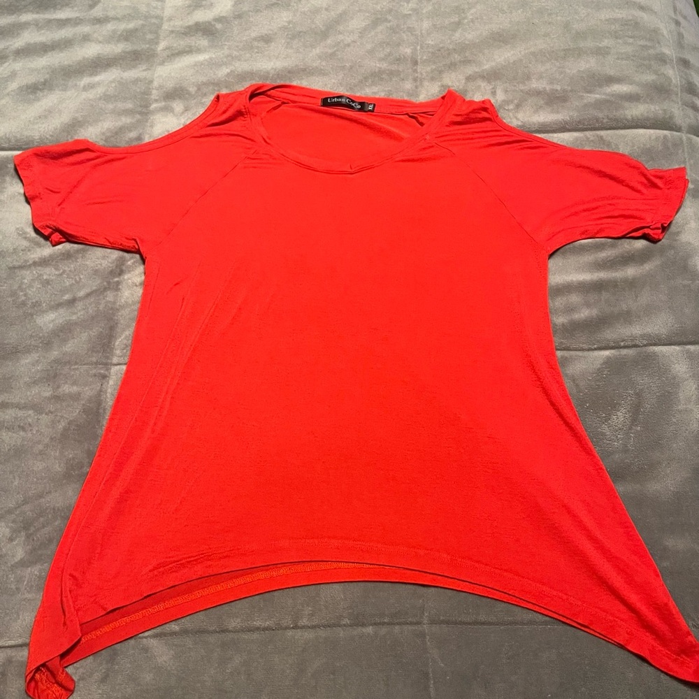 Vibrant Red Cold Shoulder Top